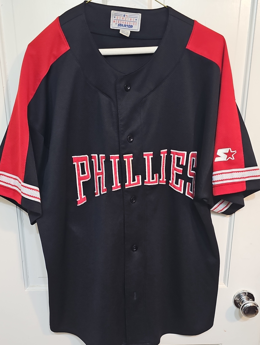 STARTER Black and Red Phillies Baseball Jersey 2xl